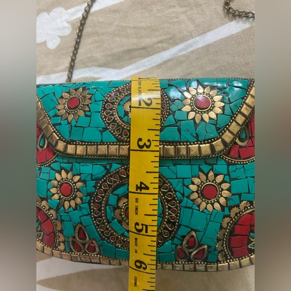 Antik Kraft Mosaic Clutch Bag – Turquoise & Red - Picture 8 of 10